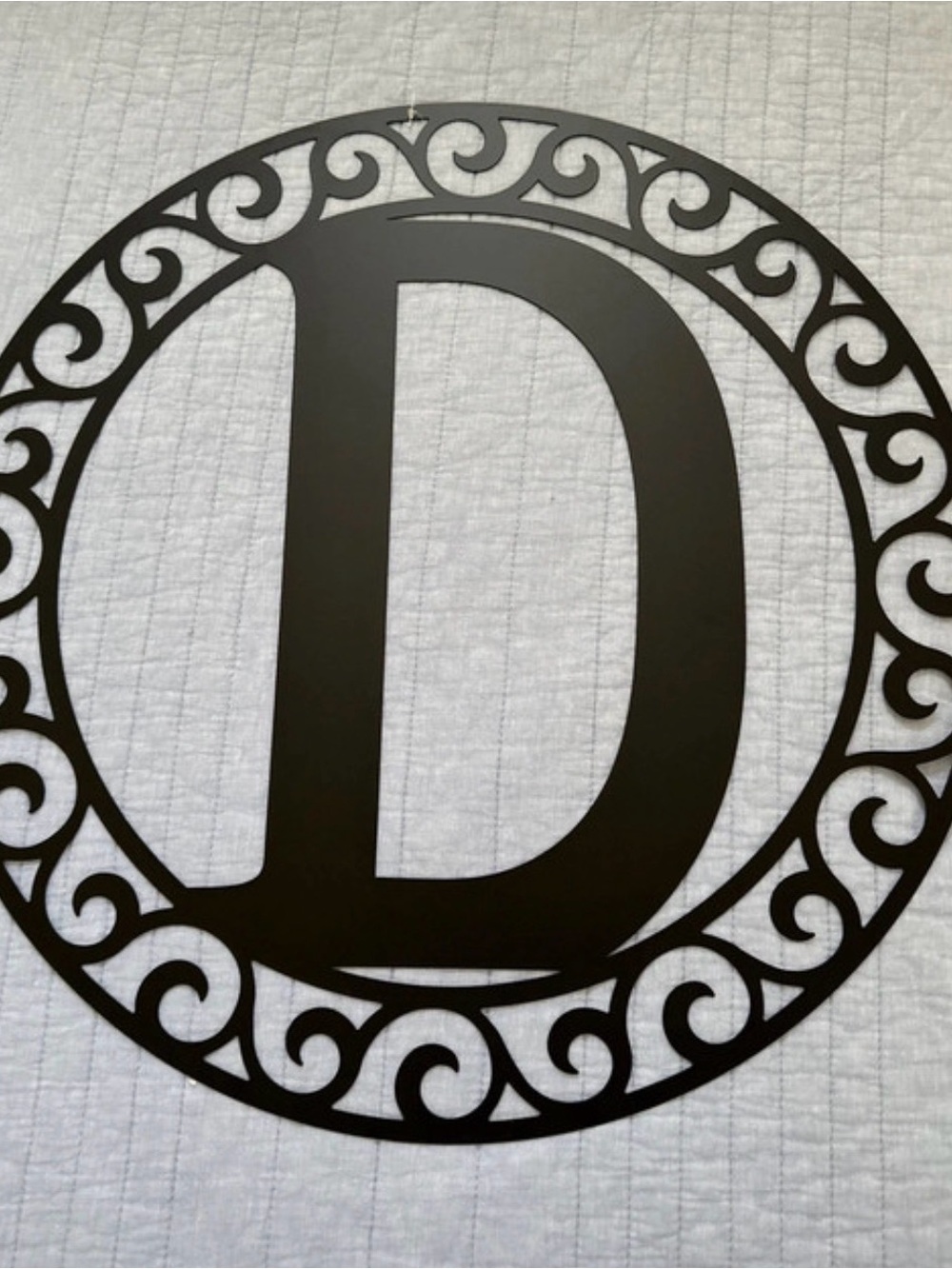 Black Monogram Letter D Metal Wall Decor - Personalized Home Accent
